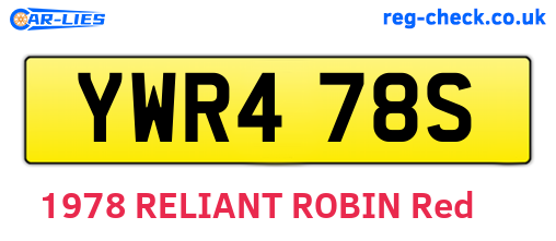 YWR478S are the vehicle registration plates.