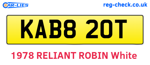 KAB820T are the vehicle registration plates.