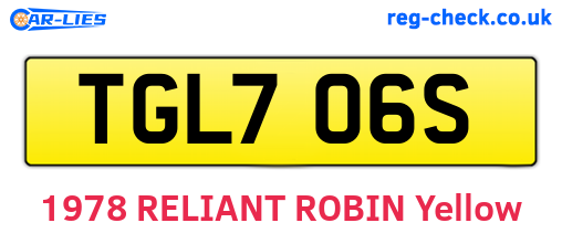 TGL706S are the vehicle registration plates.