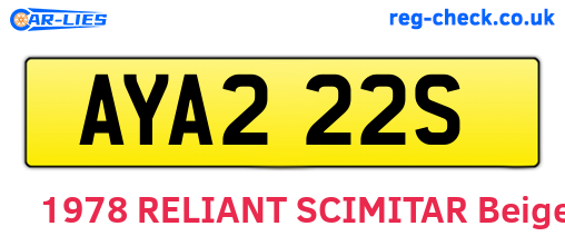 AYA222S are the vehicle registration plates.