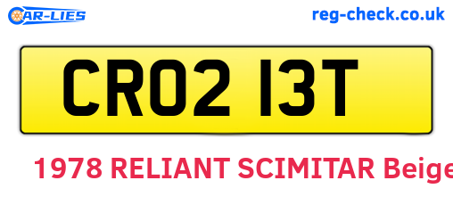 CRO213T are the vehicle registration plates.