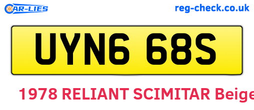 UYN668S are the vehicle registration plates.