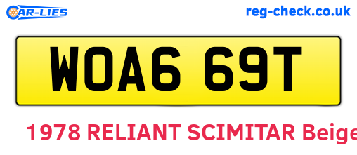 WOA669T are the vehicle registration plates.