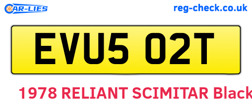 EVU502T are the vehicle registration plates.