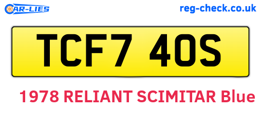 TCF740S are the vehicle registration plates.