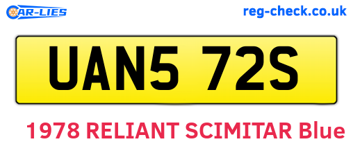 UAN572S are the vehicle registration plates.