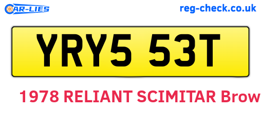 YRY553T are the vehicle registration plates.