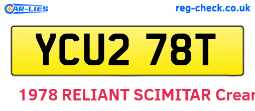 YCU278T are the vehicle registration plates.
