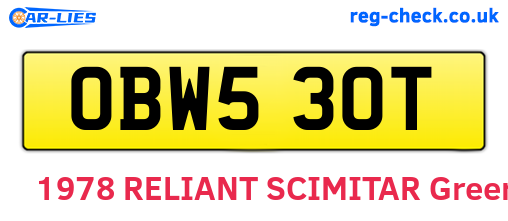 OBW530T are the vehicle registration plates.