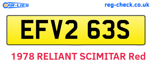 EFV263S are the vehicle registration plates.