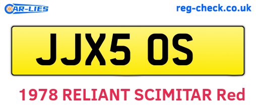 JJX50S are the vehicle registration plates.