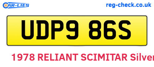 UDP986S are the vehicle registration plates.
