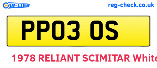 PPO30S are the vehicle registration plates.