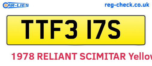 TTF317S are the vehicle registration plates.