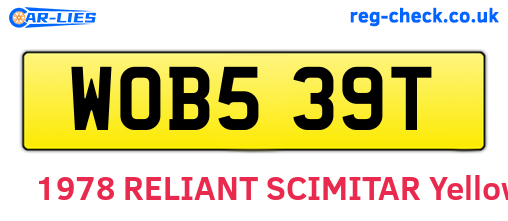 WOB539T are the vehicle registration plates.