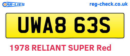 UWA863S are the vehicle registration plates.
