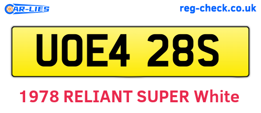 UOE428S are the vehicle registration plates.