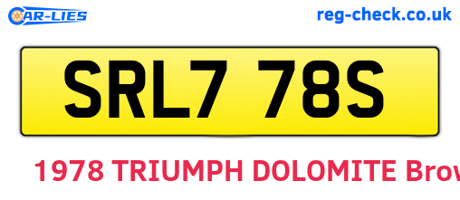 SRL778S are the vehicle registration plates.