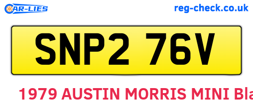 SNP276V are the vehicle registration plates.