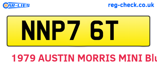 NNP76T are the vehicle registration plates.