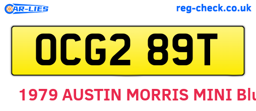 OCG289T are the vehicle registration plates.