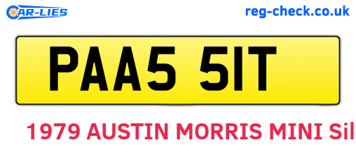 PAA551T are the vehicle registration plates.
