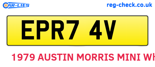 EPR74V are the vehicle registration plates.