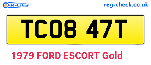 TCO847T are the vehicle registration plates.