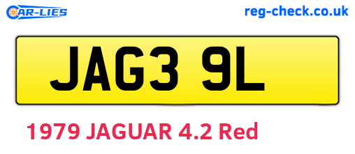 JAG39L are the vehicle registration plates.