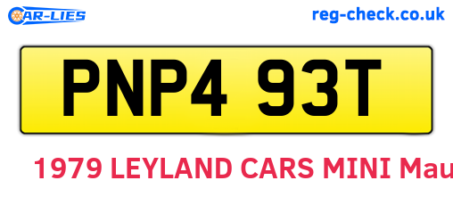 PNP493T are the vehicle registration plates.