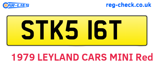 STK516T are the vehicle registration plates.