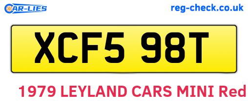 XCF598T are the vehicle registration plates.