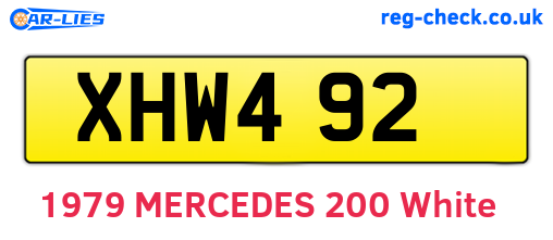 XHW492 are the vehicle registration plates.