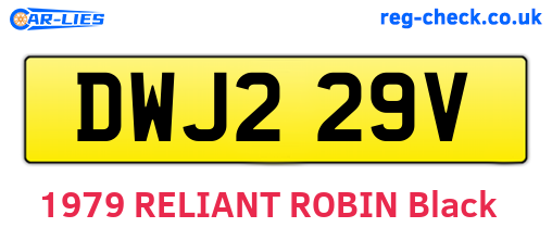 DWJ229V are the vehicle registration plates.