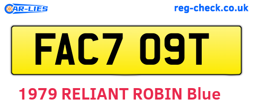 FAC709T are the vehicle registration plates.