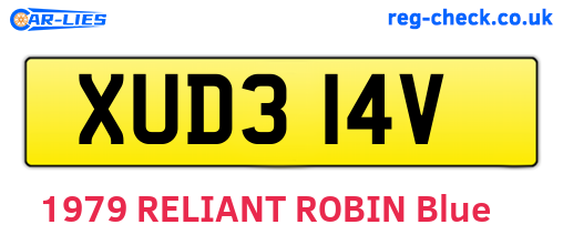 XUD314V are the vehicle registration plates.