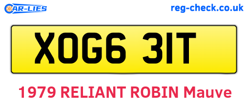 XOG631T are the vehicle registration plates.