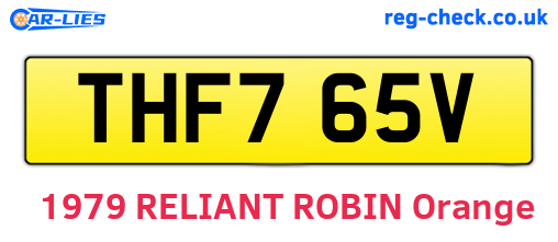 THF765V are the vehicle registration plates.