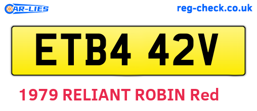 ETB442V are the vehicle registration plates.