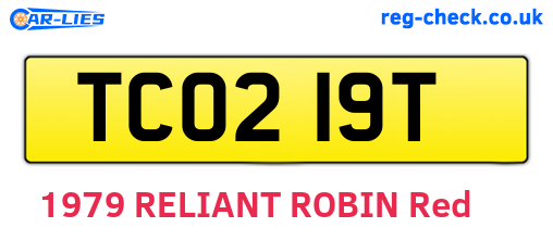 TCO219T are the vehicle registration plates.