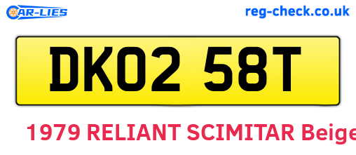 DKO258T are the vehicle registration plates.