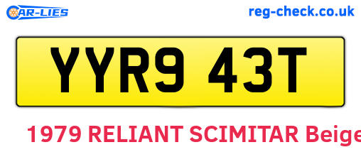 YYR943T are the vehicle registration plates.
