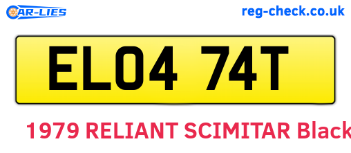 ELO474T are the vehicle registration plates.