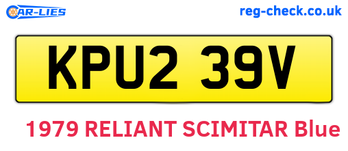 KPU239V are the vehicle registration plates.