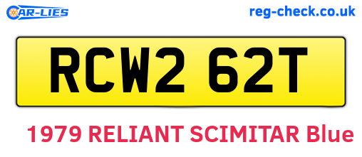 RCW262T are the vehicle registration plates.