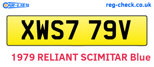 XWS779V are the vehicle registration plates.