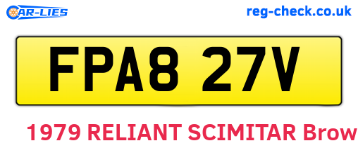 FPA827V are the vehicle registration plates.