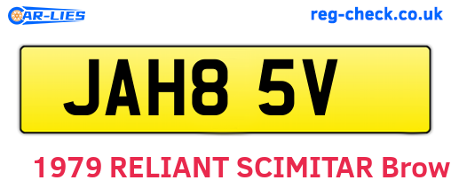 JAH85V are the vehicle registration plates.