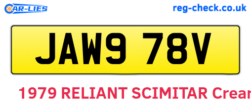 JAW978V are the vehicle registration plates.