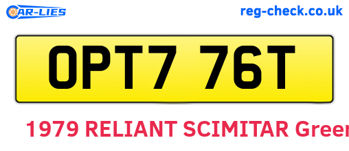 OPT776T are the vehicle registration plates.